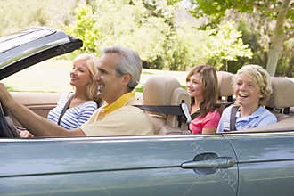 Family in convertible