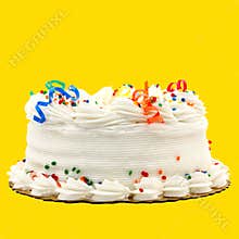 Delicious White Vanilla Birthday Cake Isolated On
