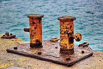 Rusty dock bollards