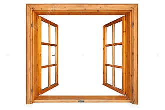 Wooden window opened