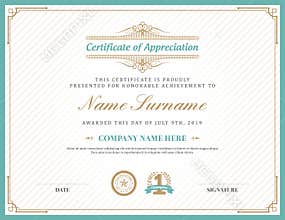 Vintage retro art deco frame certificate background template