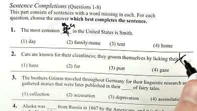Exam stress with sentences completion