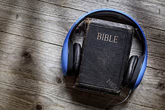 Bible and headphones
