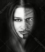 Innocence versus evil. Beautiful and ugly. Bad or good. Beauty and the beast concept