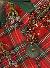 Red scottish plaid.