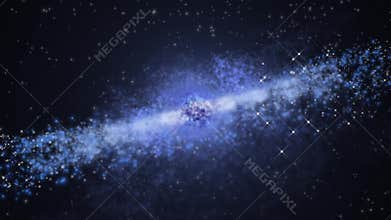 Cosmic background with a galaxy in motion.