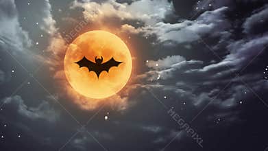 Bat Halloween moon and dark sky
