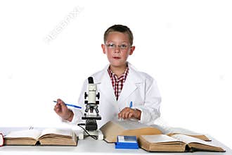Young scientist consulting his manuals