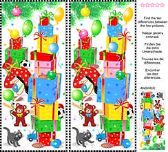 New Year or Christmas find the differences picture puzzle