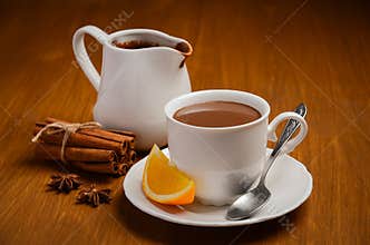 Hot chocolate with orange and spices
