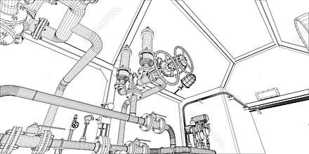Illustration of equipment for heating system