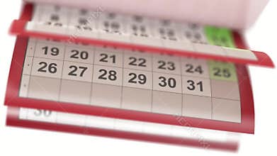 Calendar pages turneng in slow motion