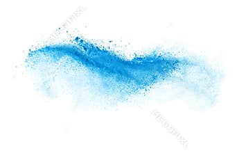 Freeze motion of blue dust explosion isolated on