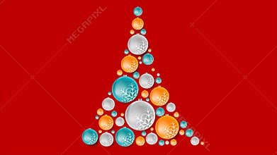 Bright abstract fir tree from Christmas balls