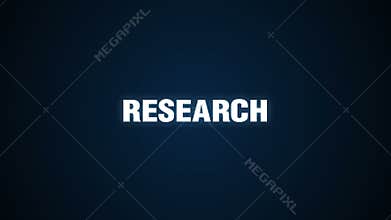 Planning, Social, Brand, Insight, Strategy,Text animation 'RESEARCH'.