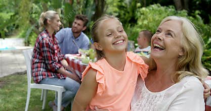 Happy family speaking together