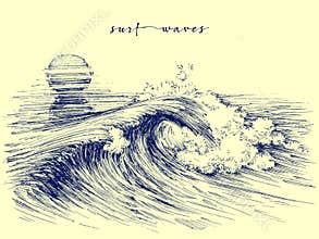 Surf waves. Sea waves graphic