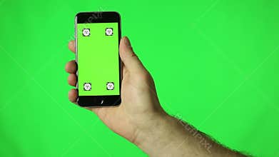 Smartphone Touchscreen Tap, Swipe and Spread Hand Gestures on Green Screen