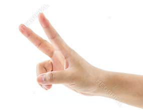 Girl hand shows the number two