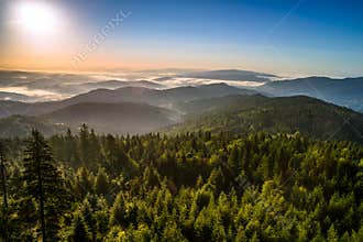 Sunrise in mountains