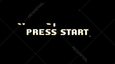 Press start game ui screen with bad glitch effect
