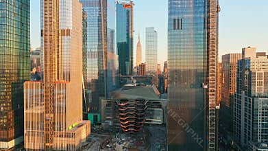 Aerial drone footage of New York skyline