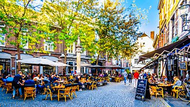 Many restaurant and pub terraces and patios to hang out with friends in the center of the historic city of Maastricht