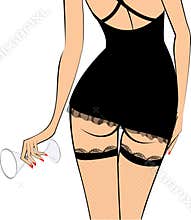 girl in black with glass