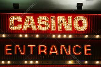 Casino entrance neon lights