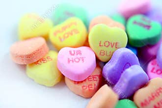 Colorful candy hearts
