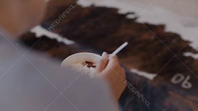 Yoga young woman eats oatmeal with chia