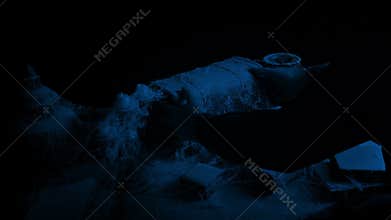 Old Dusty Chest Picked Up Off Table At Night