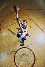 Playing basketball game