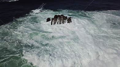 Powerful Waves Crashing on Rocks in California