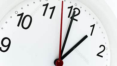 Closeup clock ticking showing one hour