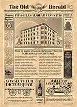 Vintage newspaper vector template with newsprint text