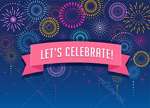 Fireworks and celebration background, winner, victory poster design