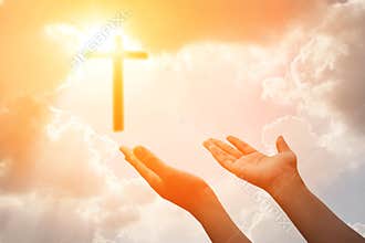 Crucifix or cross and god light