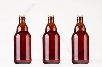 Set of brown steinie belgian beer bottles 330ml mock up.