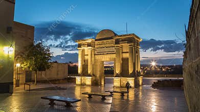 Arch of Triumph in the morning in Cordoba, Spain