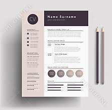 Beautiful CV / Resume template - elegant stylish design - dusty