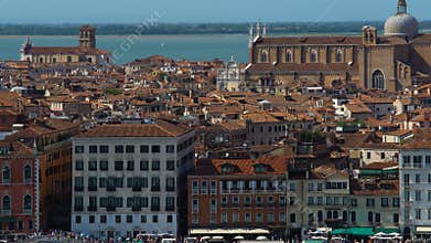 Tourist attractions and old architecture in Venice, panoramic view, tourism
