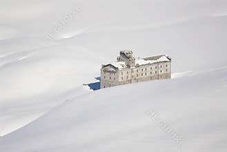 Italy. Aosta ski resort. Abandoned mountain hotel