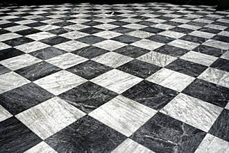 Black and white marble floor