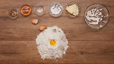Top view of making gingerbread cookies for the holiday season - stop motion animation