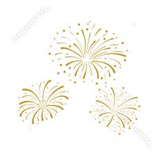 Vector Golden Doodle Fireworks Isolated, Celebration, Party Icon, Anniversary, New Year Eve.