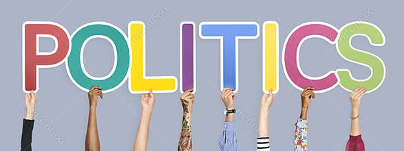 Colorful letters forming the word politics