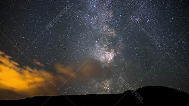 4K Time lapse film video movie Moving Timelapse of Milky Way over Night Sky in Canada, Alberta.