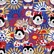 Japan dog Inu Hariko body paint outside seamless pattern