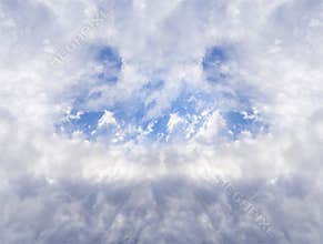 Big stormy and blue cloudy cross sky with hole abstract dramatic sky